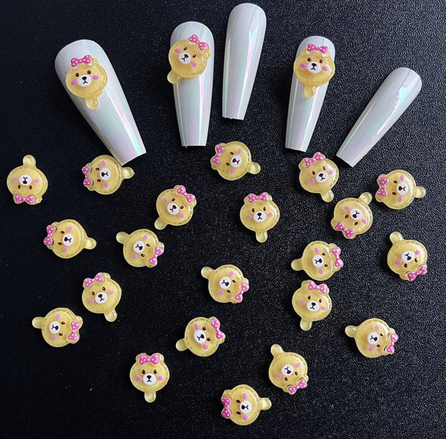 Cute Bear Lollipop Themed Nail Art Charms, Mini Cabochon