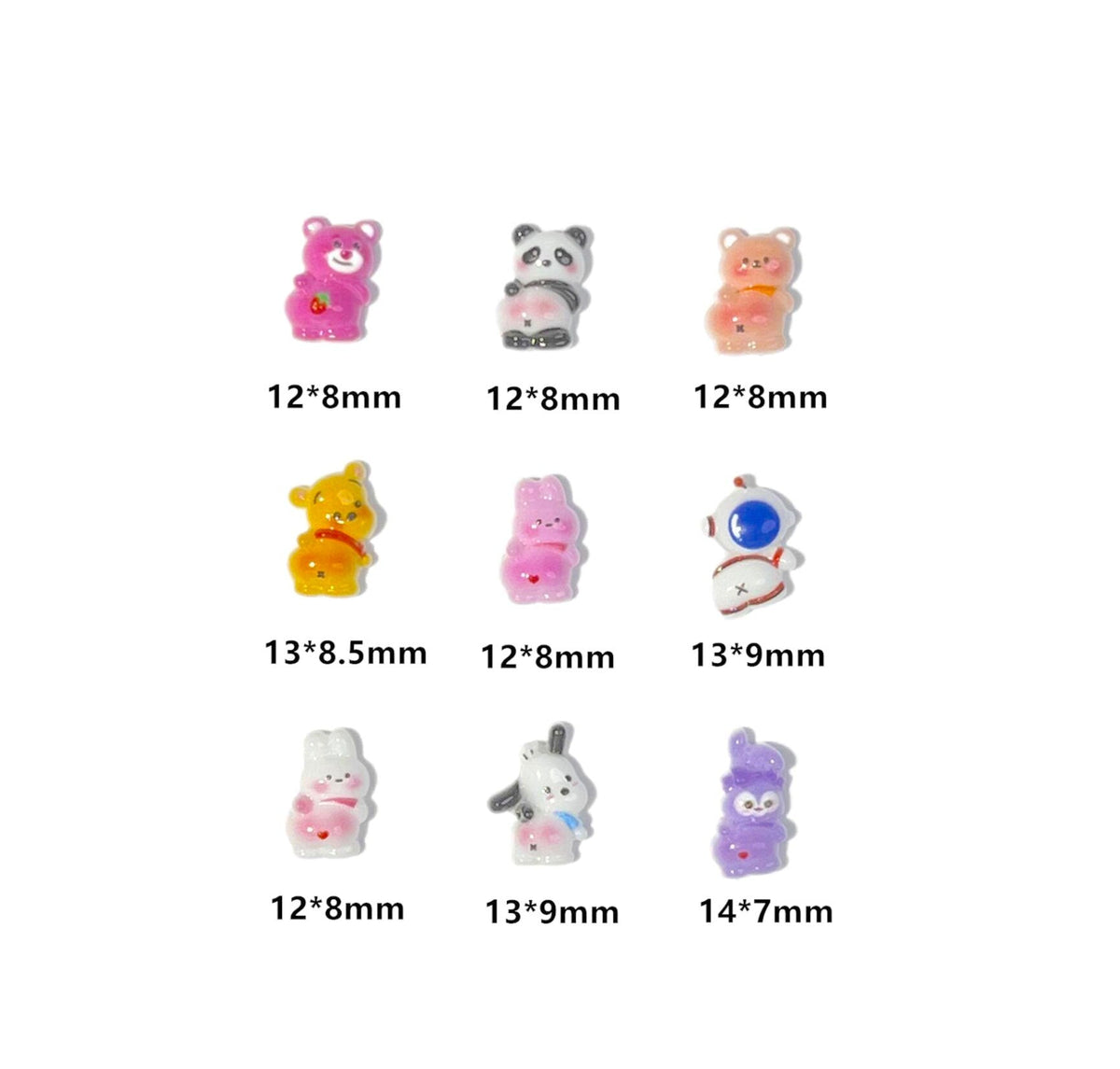Cute Cartoon Animals with Shaking Bottom Theme Nail Art Charms, Mini Cabochon