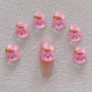 Cute Chubby Bunny with Carrot, Animal Themed 3D Nail Art Charms, Mini Cabochon