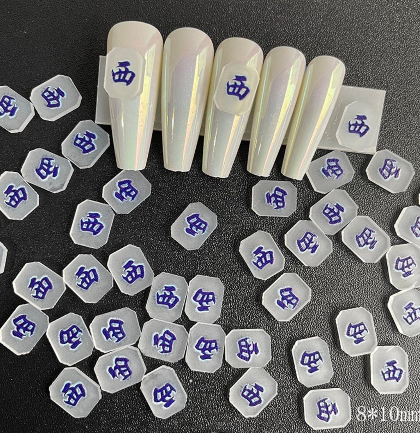 Cute Frosted Matte Mahjong Pieces Nail Art Charms, Mini Cabochon