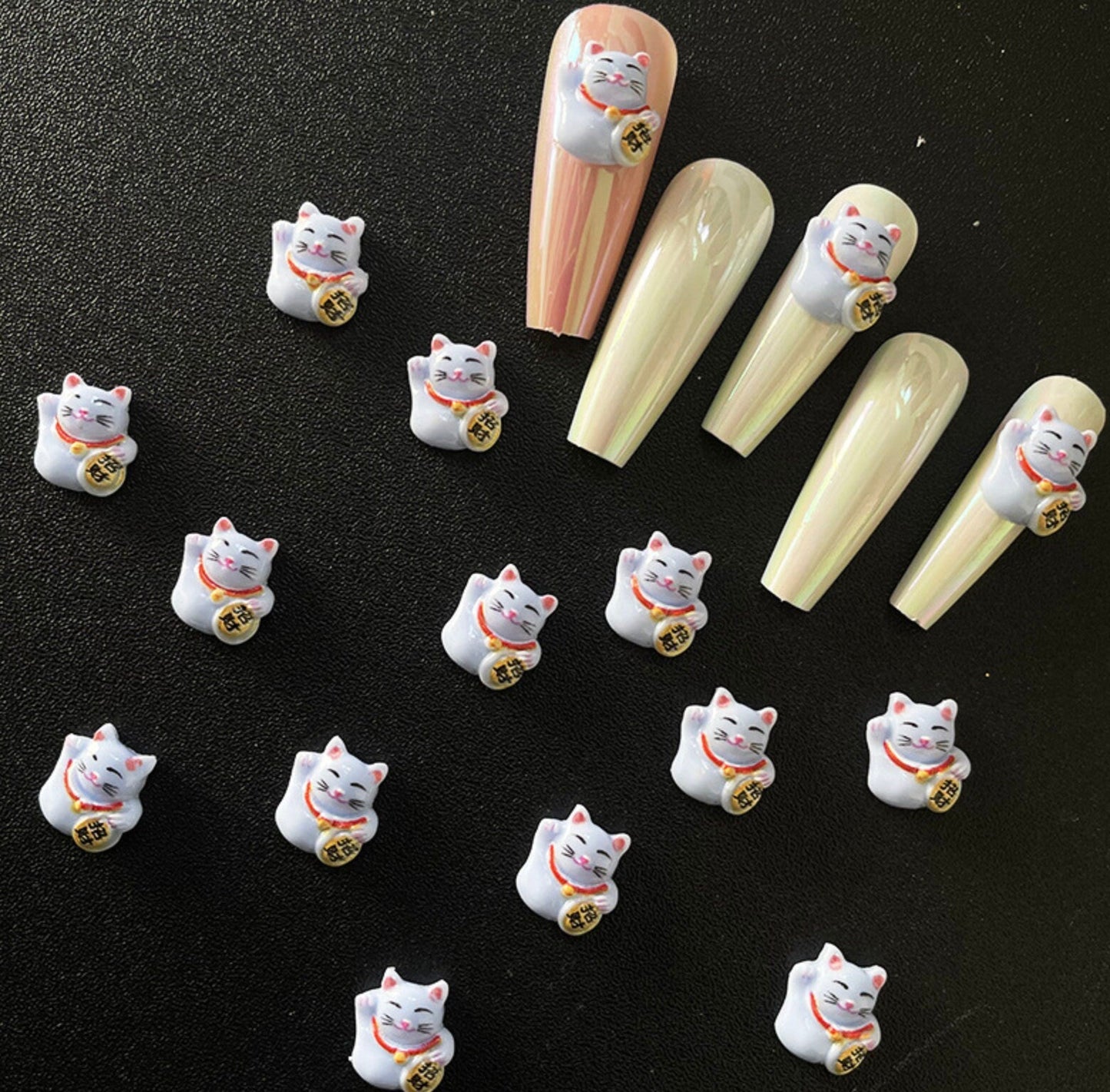 Cute Lucky Cat Themed Nail Art Charms, Decoden, DIY Supplies, Mini Cabochon