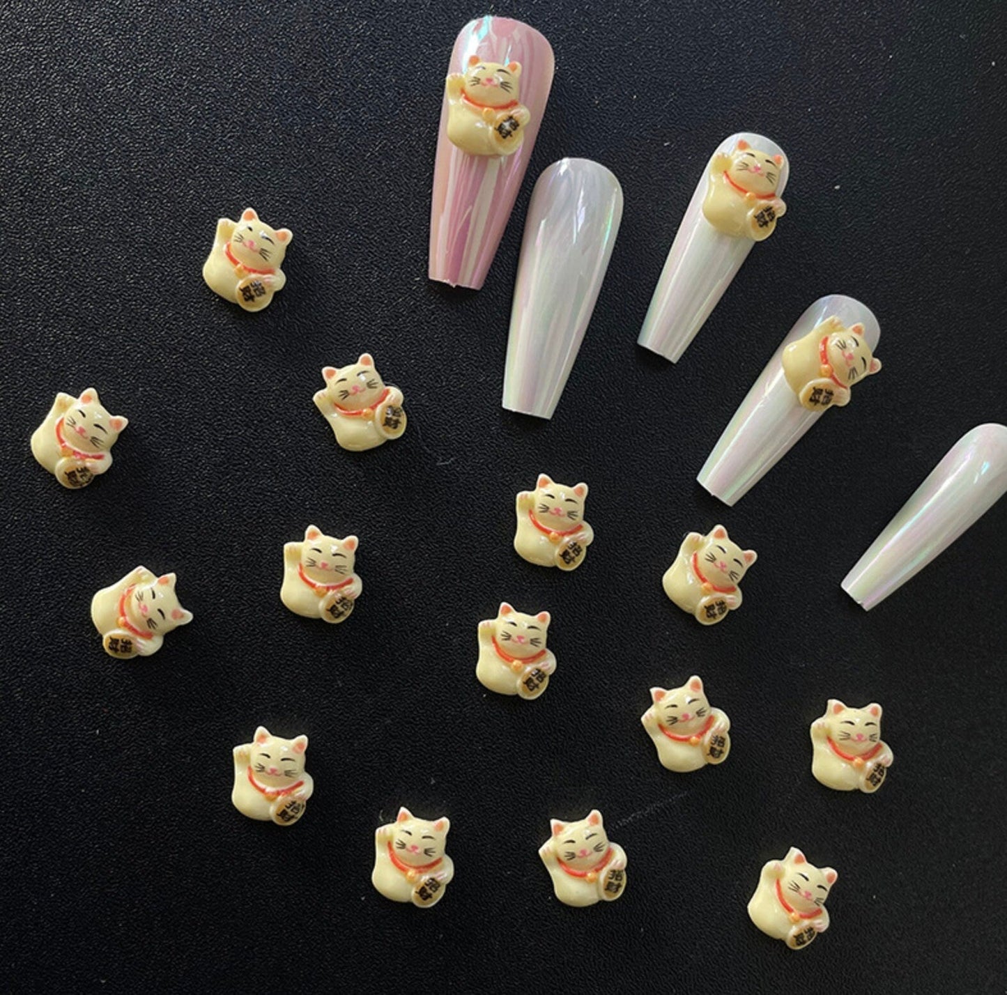 Cute Lucky Cat Themed Nail Art Charms, Decoden, DIY Supplies, Mini Cabochon