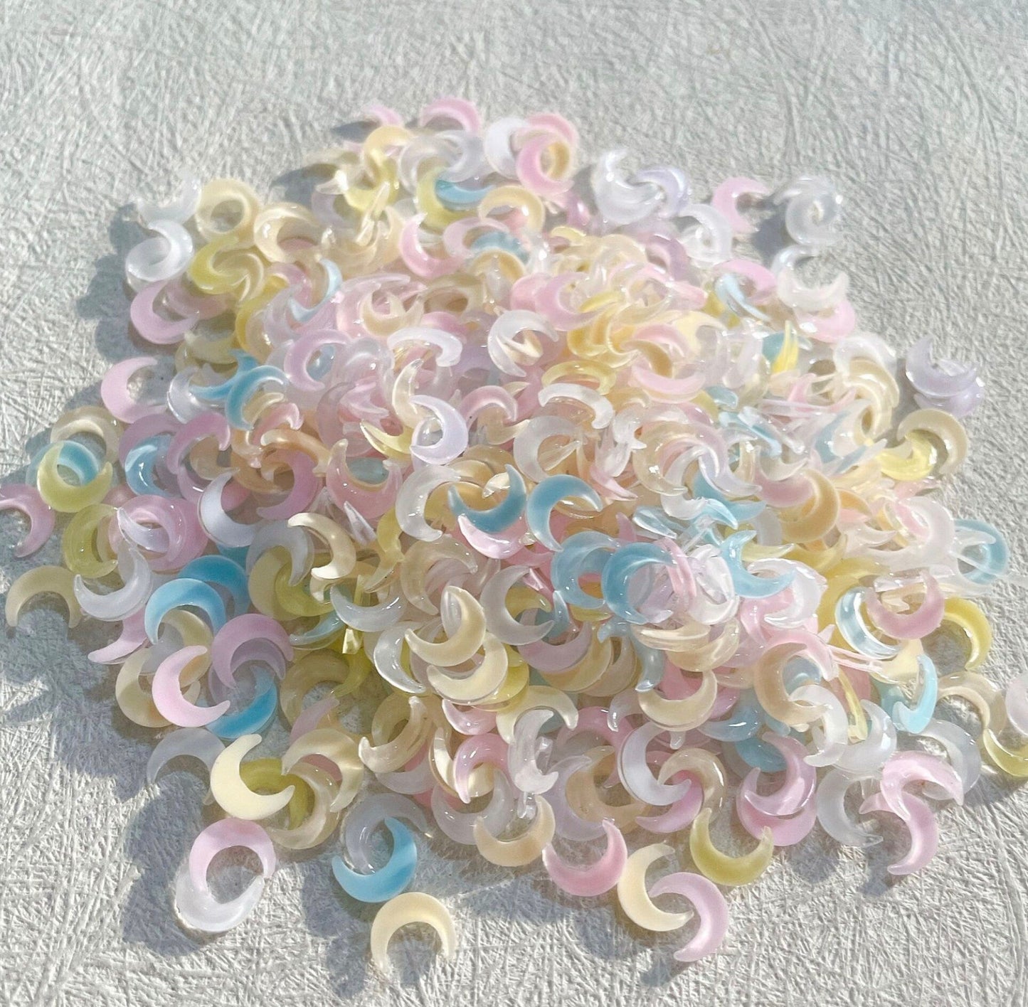 Cute Pastel Mix Color Crescent Moon, Astrology Nail Art Charms, Mini Cabochon