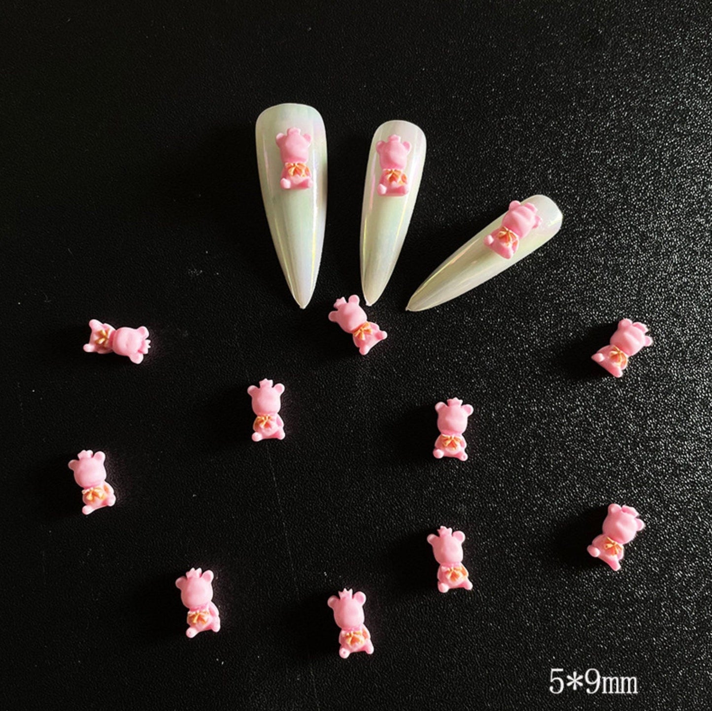Cute Pink Bear, White Bear, Egg Nail Art Charms, Mini Cabochon