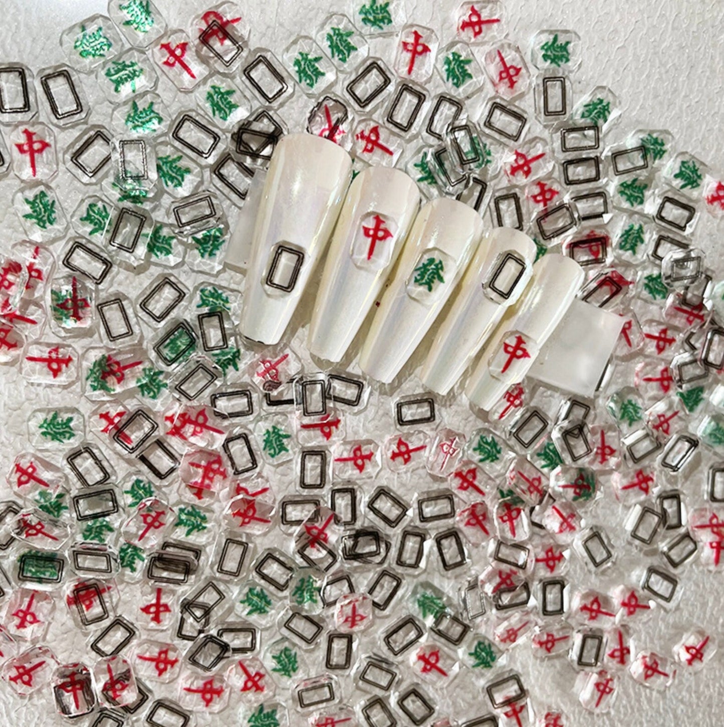 Cute Transparent Mahjong Pieces Nail Art Charms, Mini Cabochon