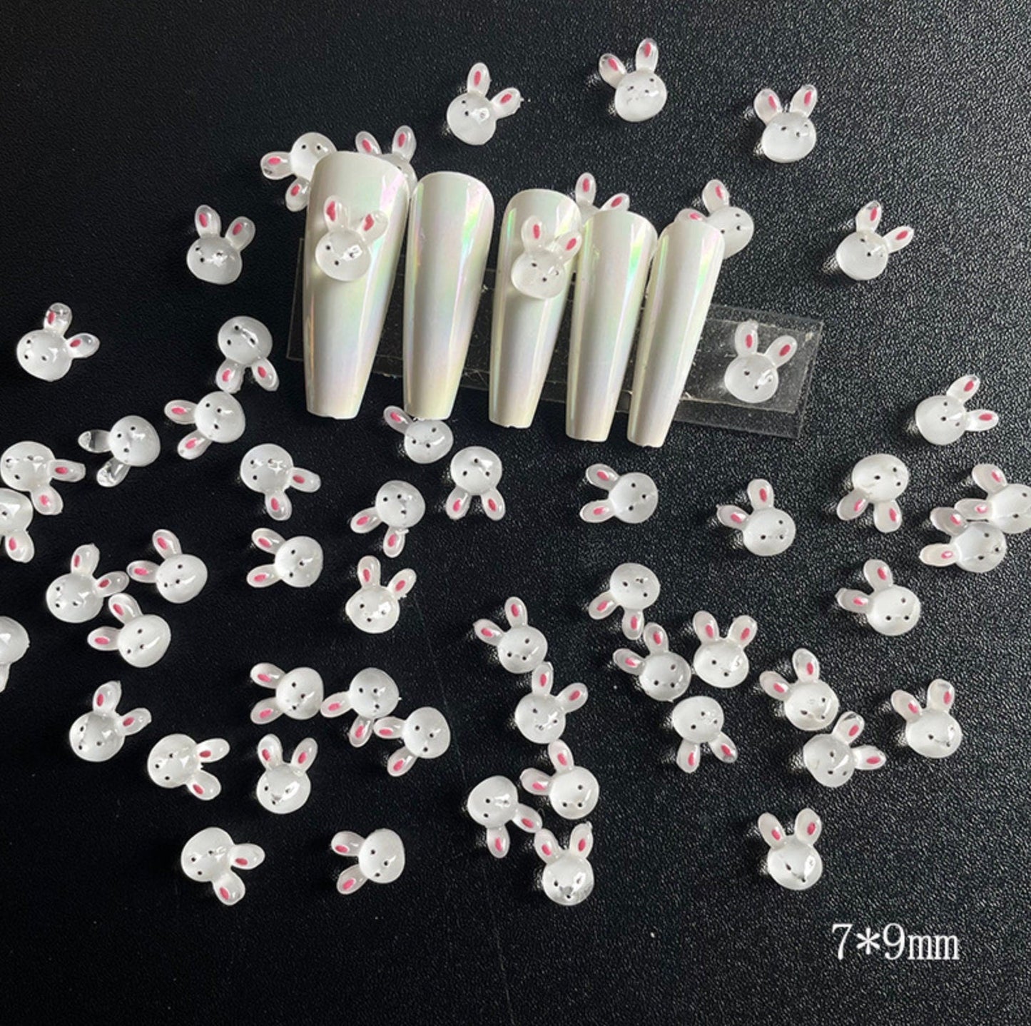 Cute White Bunny Themed 3D Nail Art Charms, Mini Cabochon
