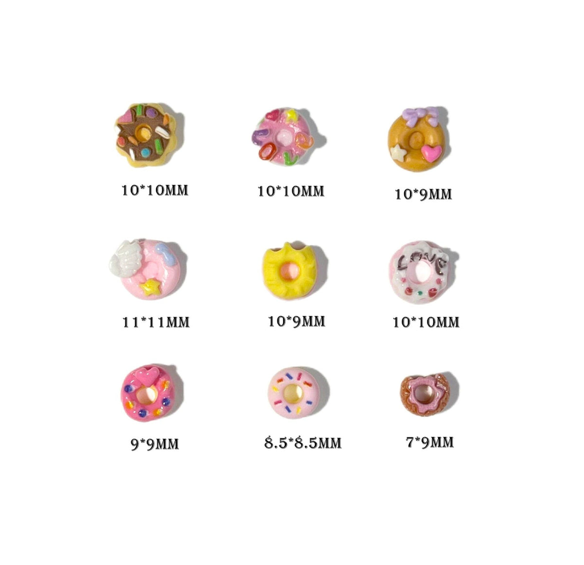 Donut Mix, Dessert Themed 3D Nail Art Charms, Mini Cabochon