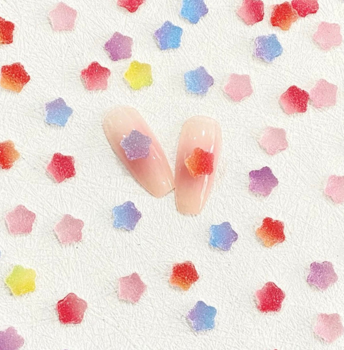 Faux Sugar Covered Star Gummy Candy 3D Nail Art Charms, Mini Cabochon