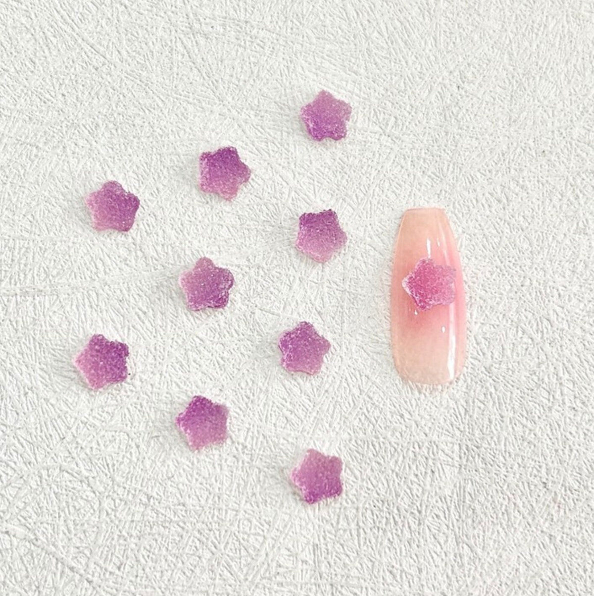Faux Sugar Covered Star Gummy Candy 3D Nail Art Charms, Mini Cabochon