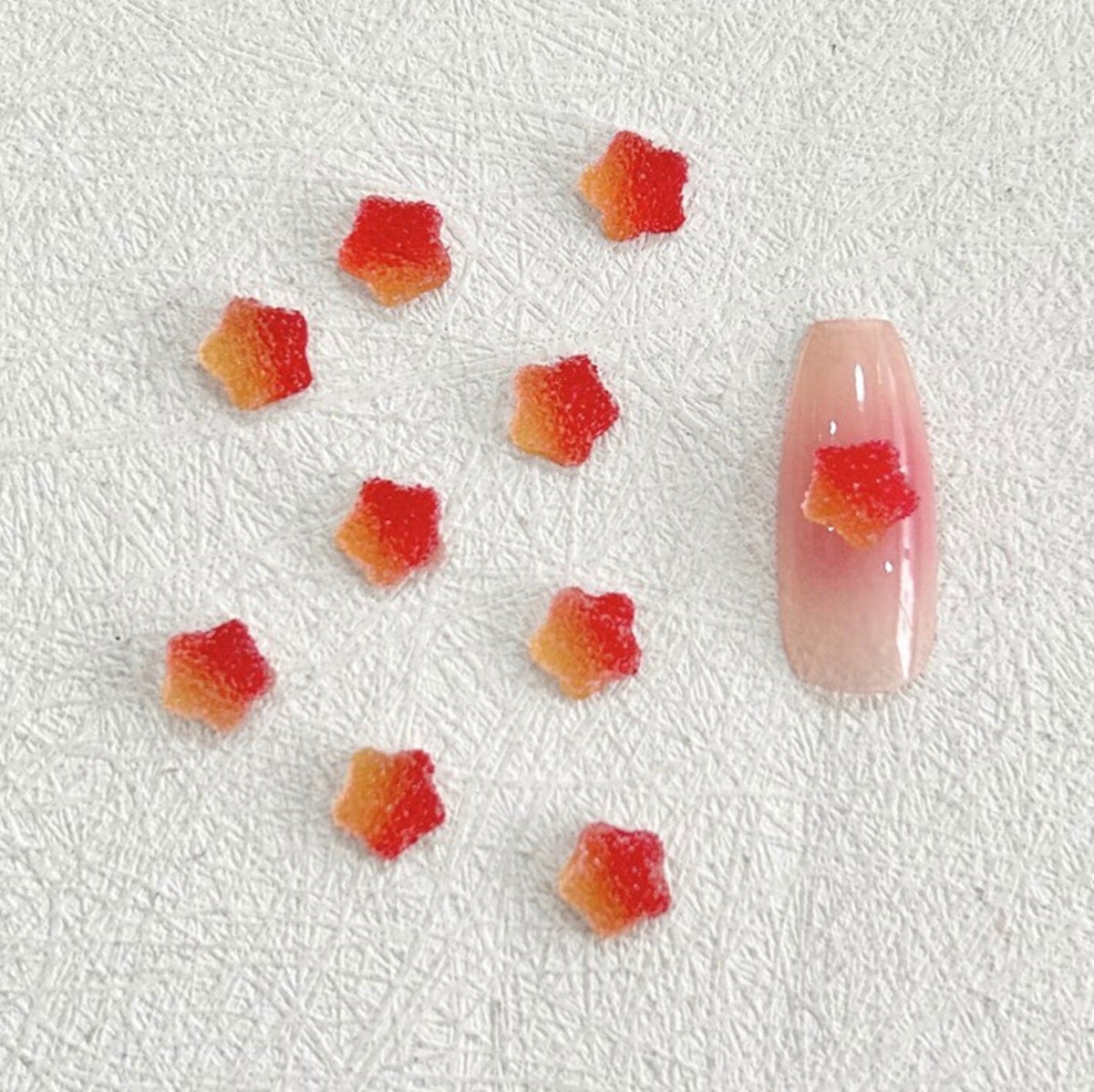 Faux Sugar Covered Star Gummy Candy 3D Nail Art Charms, Mini Cabochon