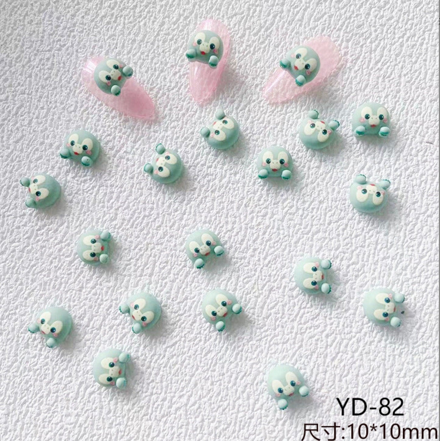 Green Dinosaur Head, Animal Themed Nail Art Charms, Mini Cabochon (10mm x 10mm)