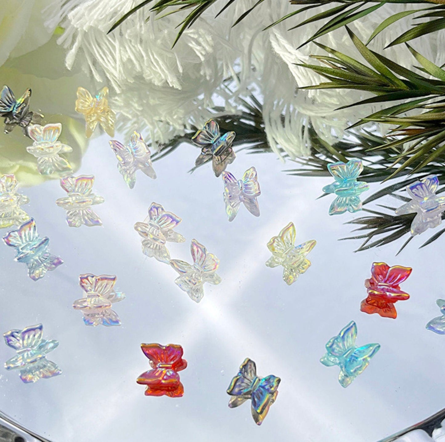 Iridescent Butterfly Themed 3D Nail Art Charms, Mini Cabochon