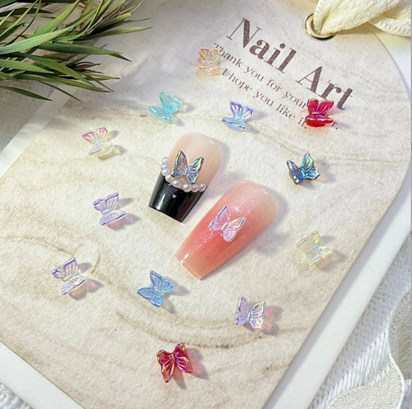 Iridescent Butterfly Themed 3D Nail Art Charms, Mini Cabochon