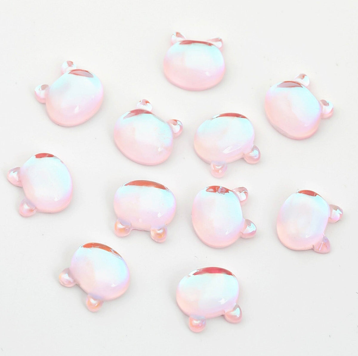 Kawaii Resin Bear Head, Cat Head Themed Nail Art Charms, Mini Cabochon