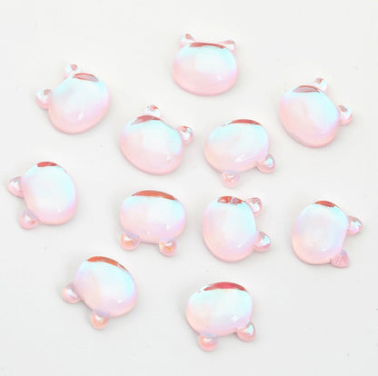 Kawaii Resin Bear Head, Cat Head Themed Nail Art Charms, Mini Cabochon