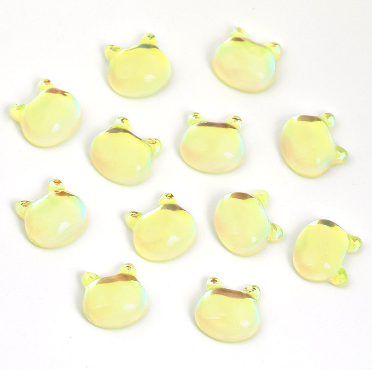 Kawaii Resin Bear Head, Cat Head Themed Nail Art Charms, Mini Cabochon