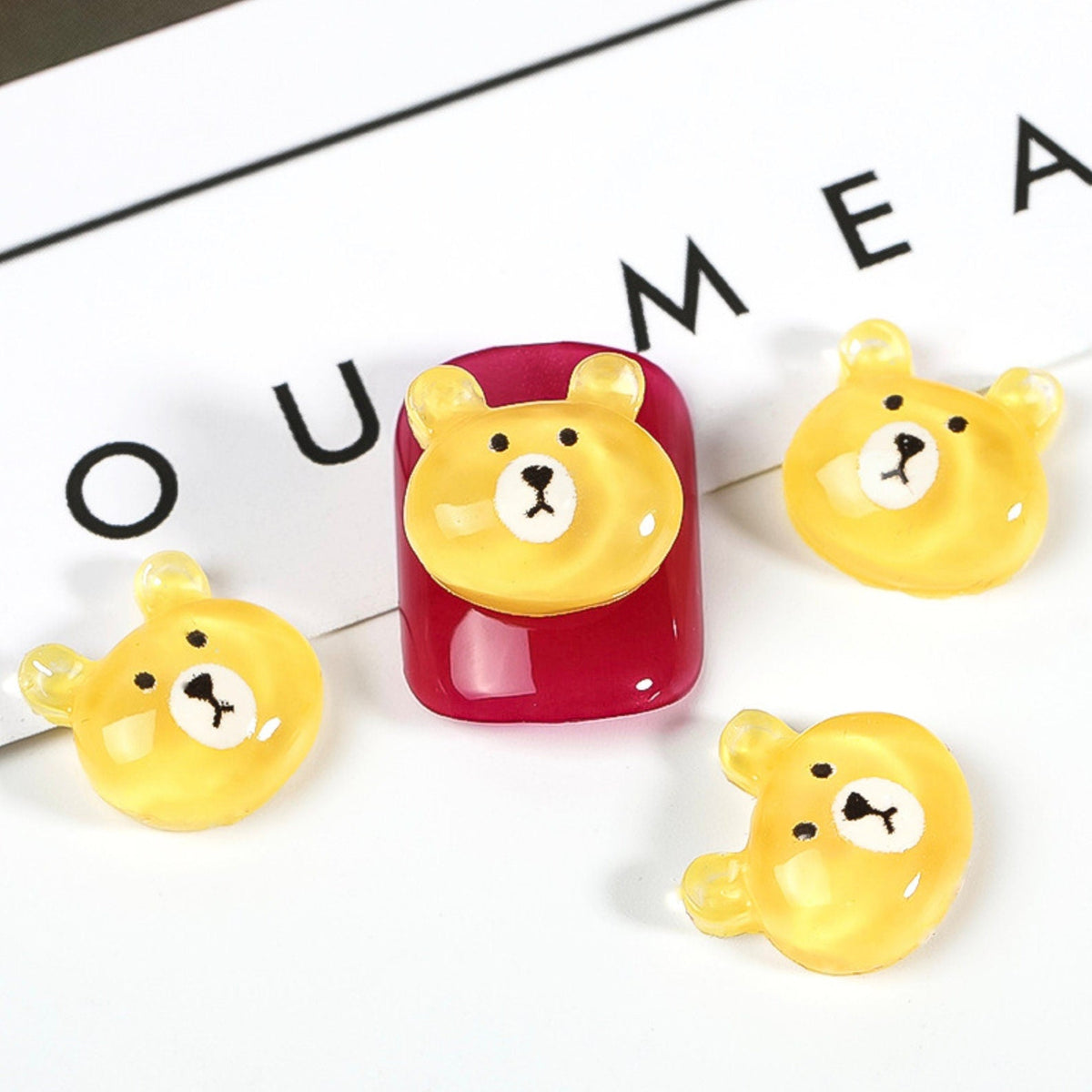 Kawaii Resin Bear (Pink,Yellow,Brown,Blue,Purple) Nail Art Charms, Mini Cabochon