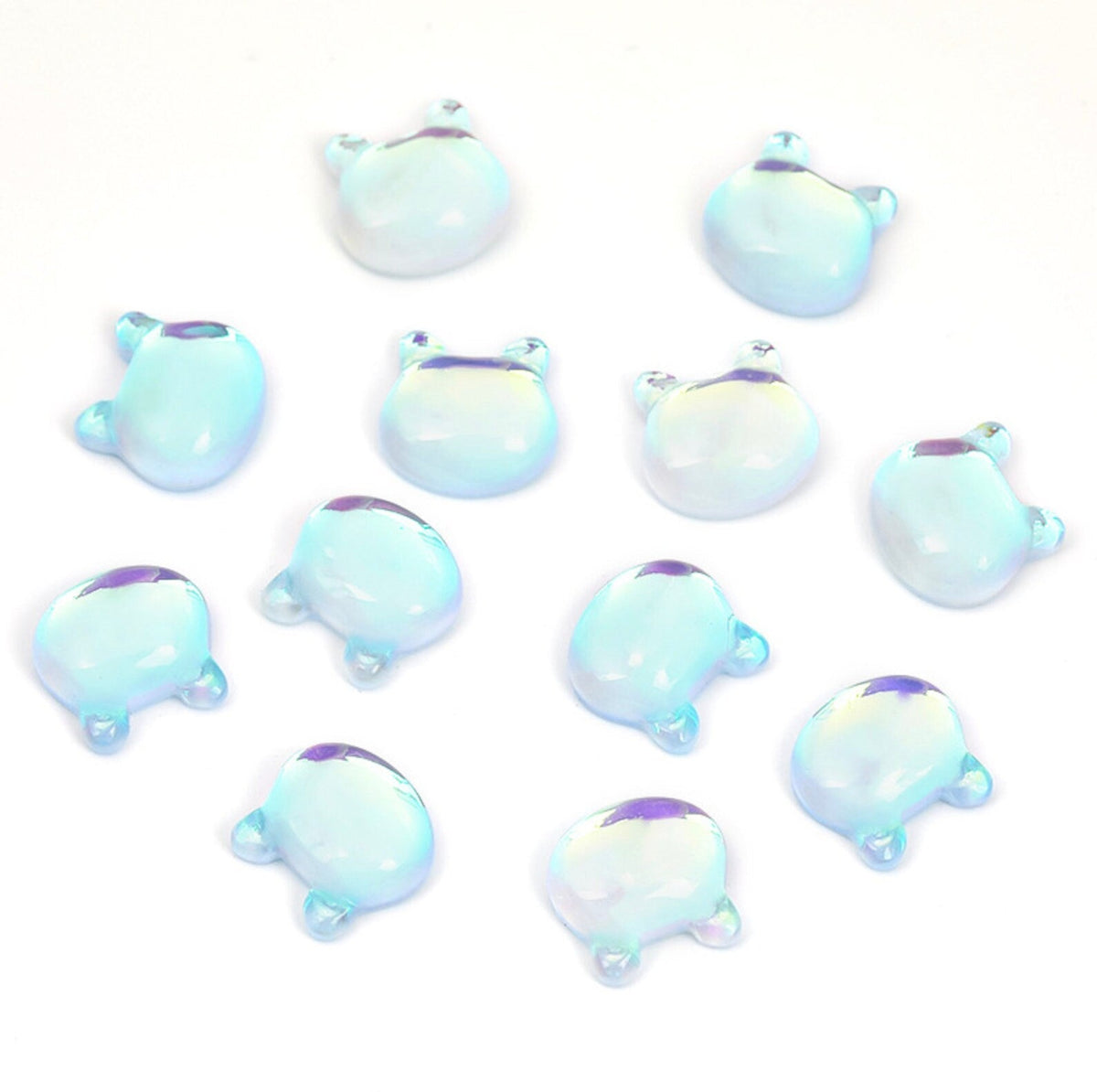 Kawaii Resin Bear Head, Cat Head Themed Nail Art Charms, Mini Cabochon