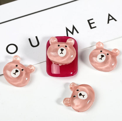 Kawaii Resin Bear (Pink,Yellow,Brown,Blue,Purple) Nail Art Charms, Mini Cabochon