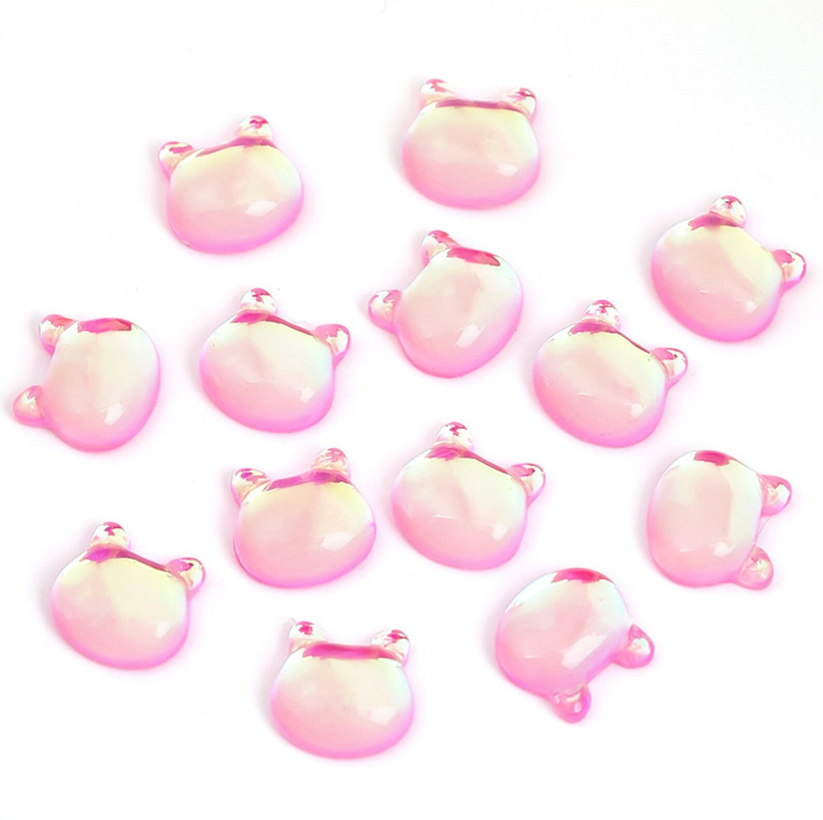 Kawaii Resin Bear Head, Cat Head Themed Nail Art Charms, Mini Cabochon