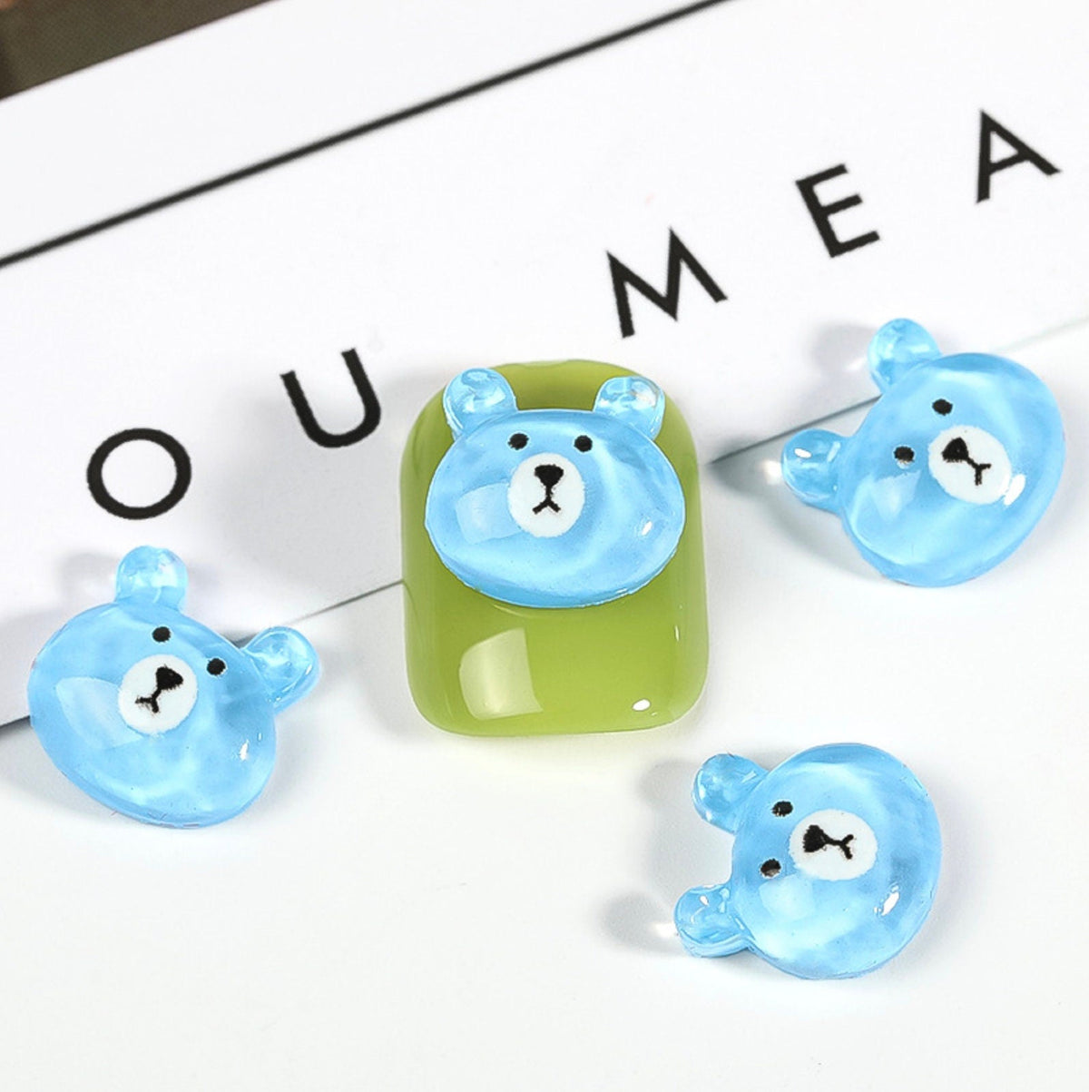 Kawaii Resin Bear (Pink,Yellow,Brown,Blue,Purple) Nail Art Charms, Mini Cabochon