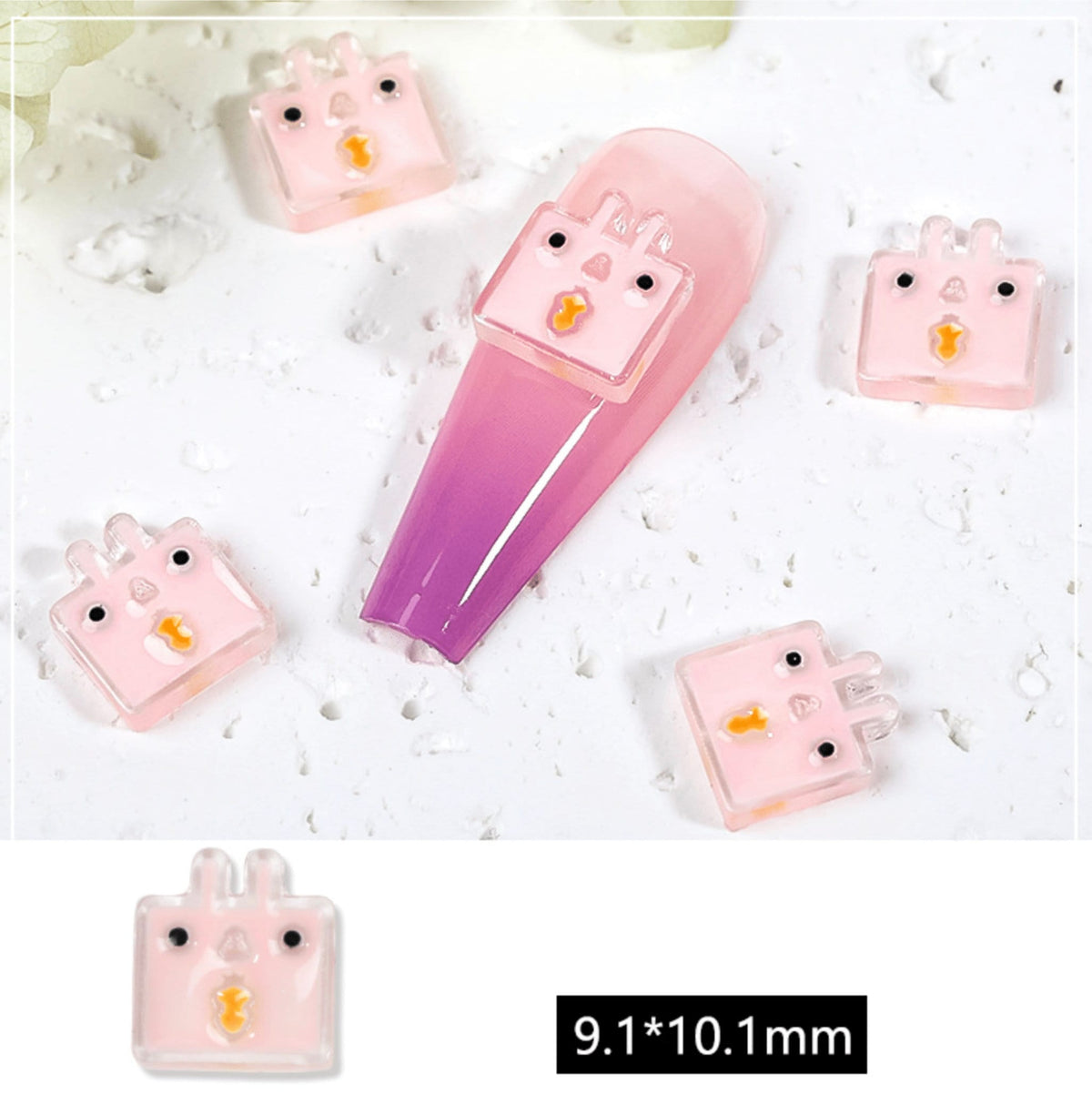 Kawaii Resin Nail Art Charms, (Bee, Planet, Duck, Butterfly, Square Bunny)