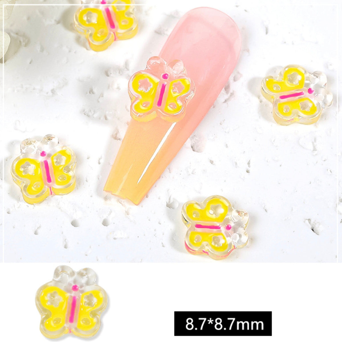 Kawaii Resin Nail Art Charms, (Bee, Planet, Duck, Butterfly, Square Bunny)