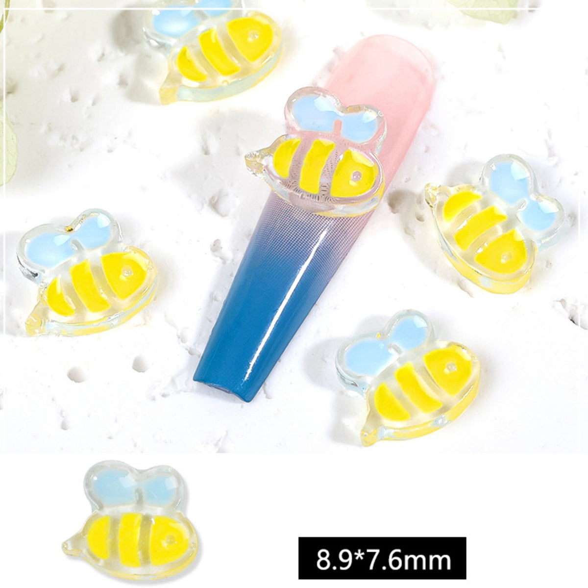Kawaii Resin Nail Art Charms, (Bee, Planet, Duck, Butterfly, Square Bunny)