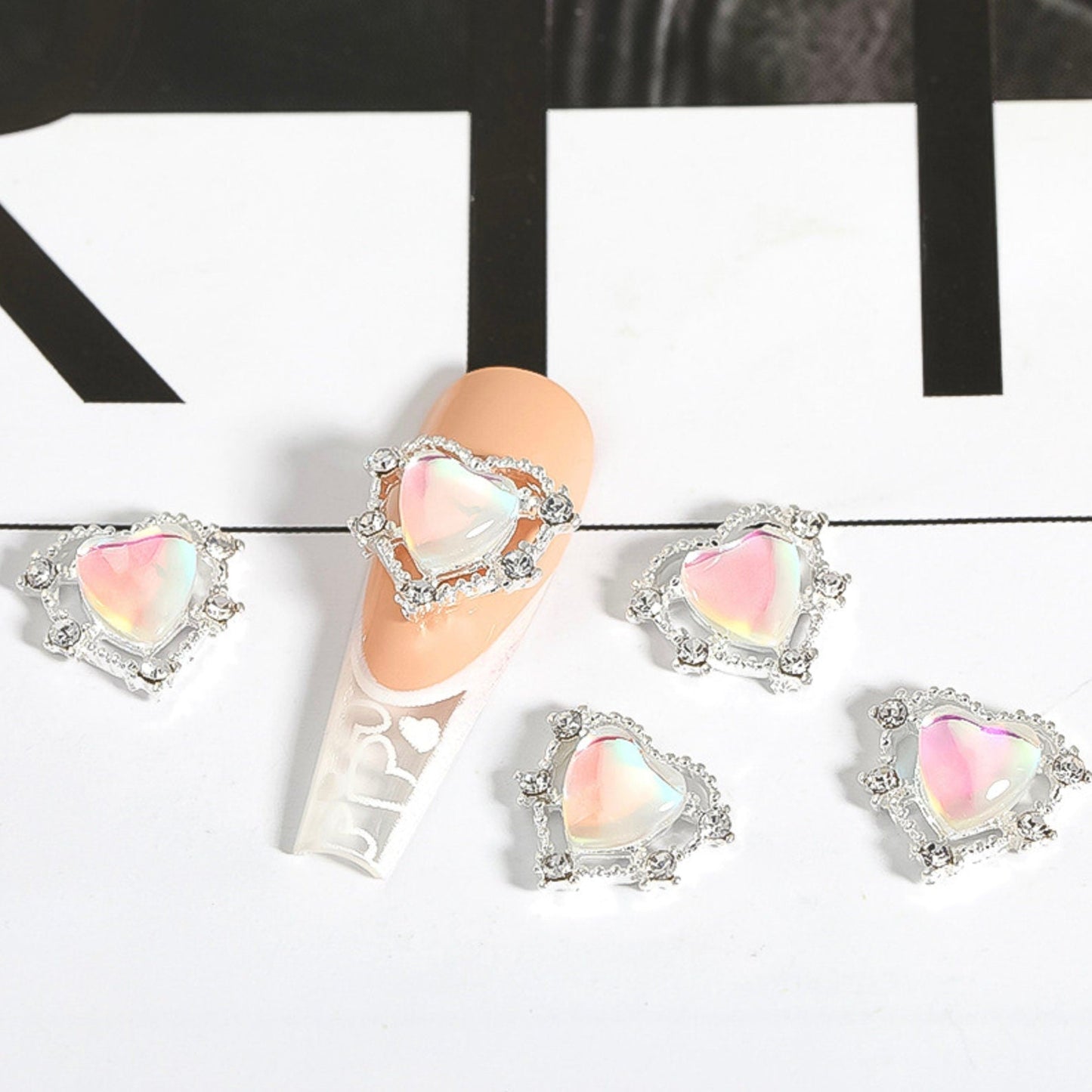 Large Rhinestone Bow, Heart, Star Wand Themed Nail Art Charms