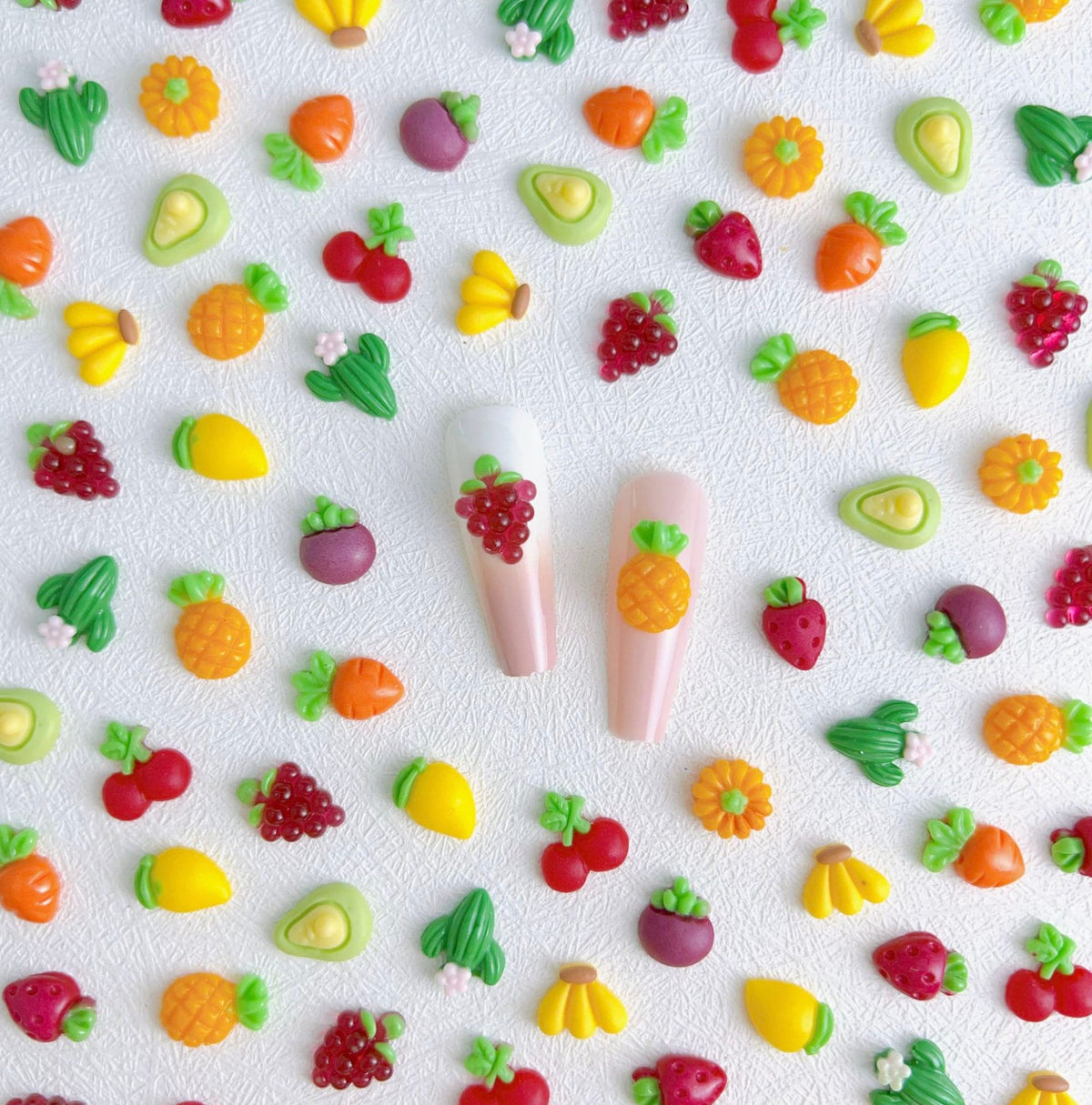 Mixed Fruit and Vegetable Themed 3D Nail Art Charms, Mini Cabochon