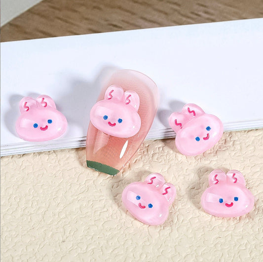 Resin Frog, Ghost, Strawberry Bear, Pink Bunny Nail Art Charms