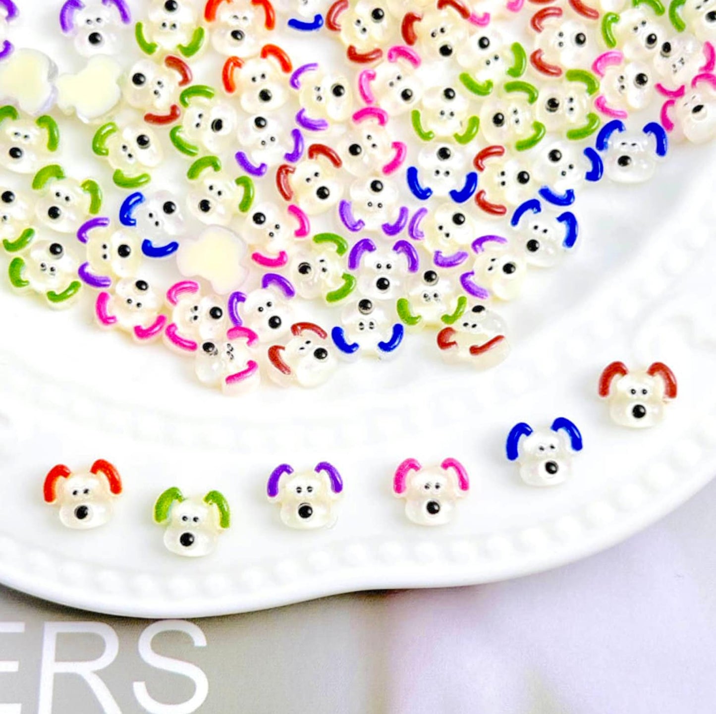 Random Mix of Colored Dogs, Animal Themed  3D Nail Art Charms, Mini Cabochon
