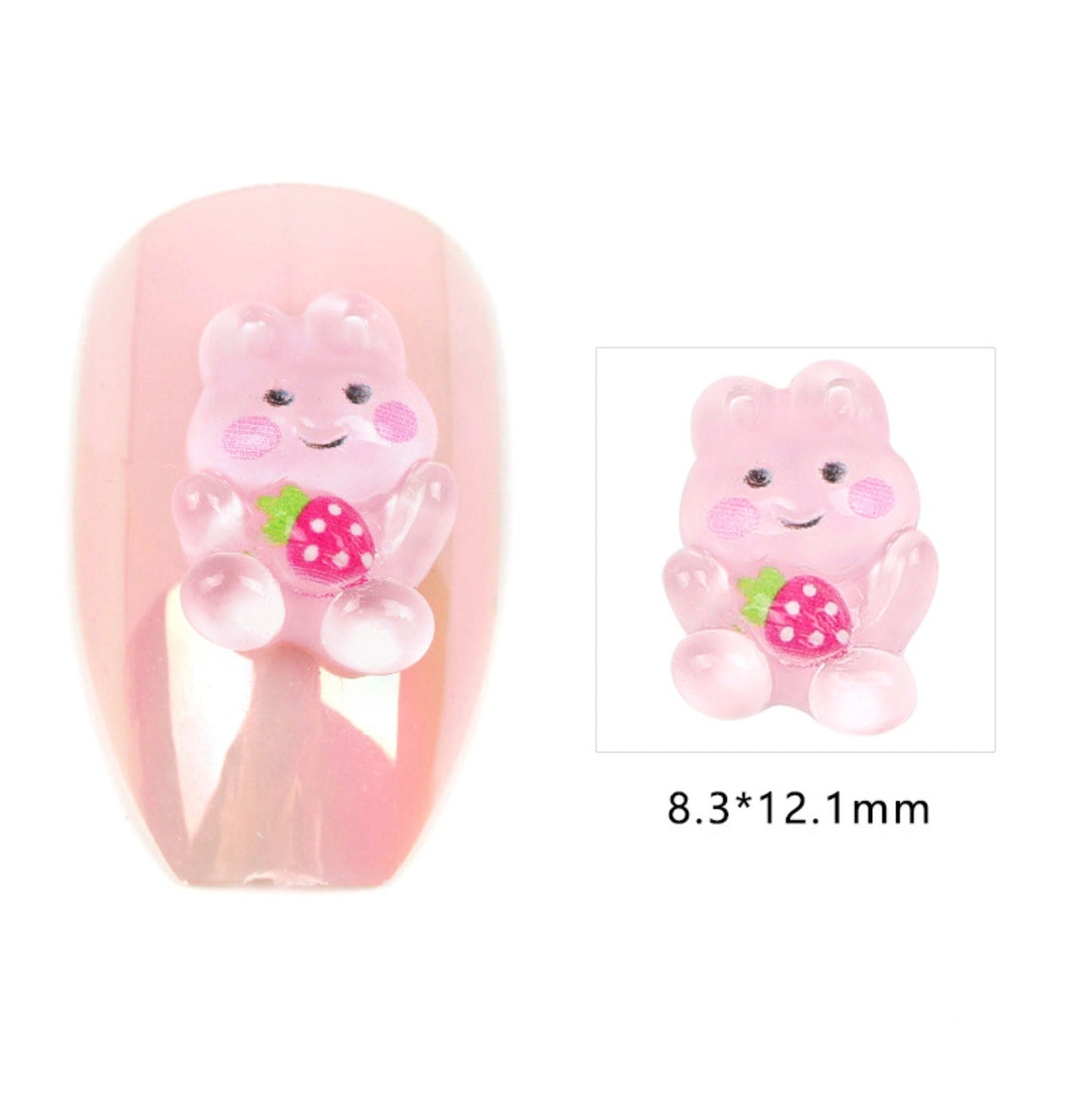 Resin Frog, Ghost, Strawberry Bear, Pink Bunny Nail Art Charms
