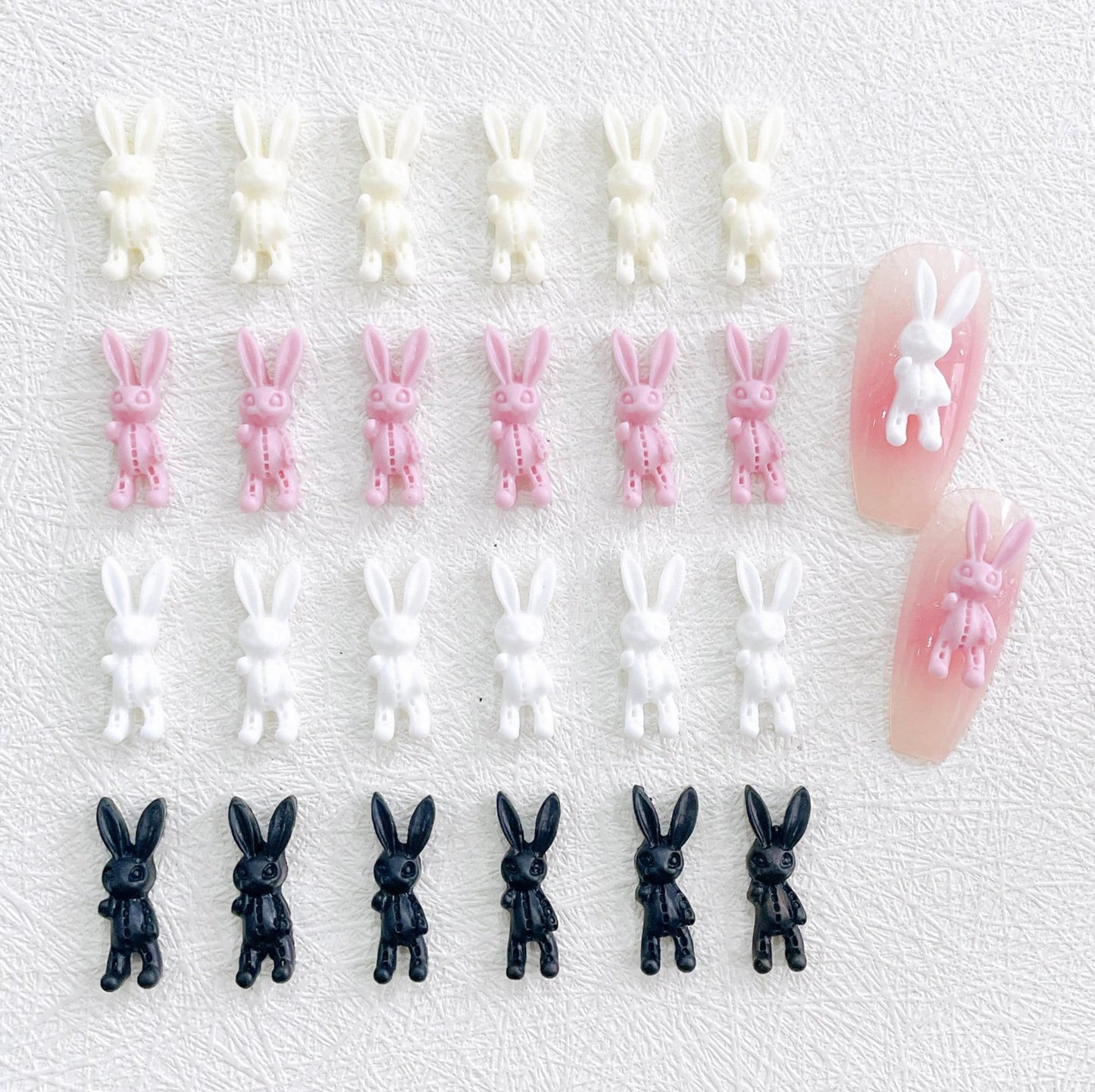 Stitched Bunny Rabbit Doll, Animal Nail Art Charms,Mini Cabochon (7MM x 19MM)
