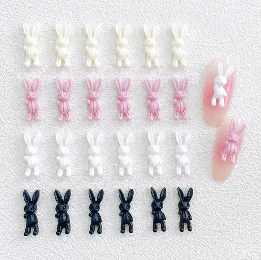 Stitched Bunny Rabbit Doll, Animal Nail Art Charms,Mini Cabochon (7MM x 19MM)