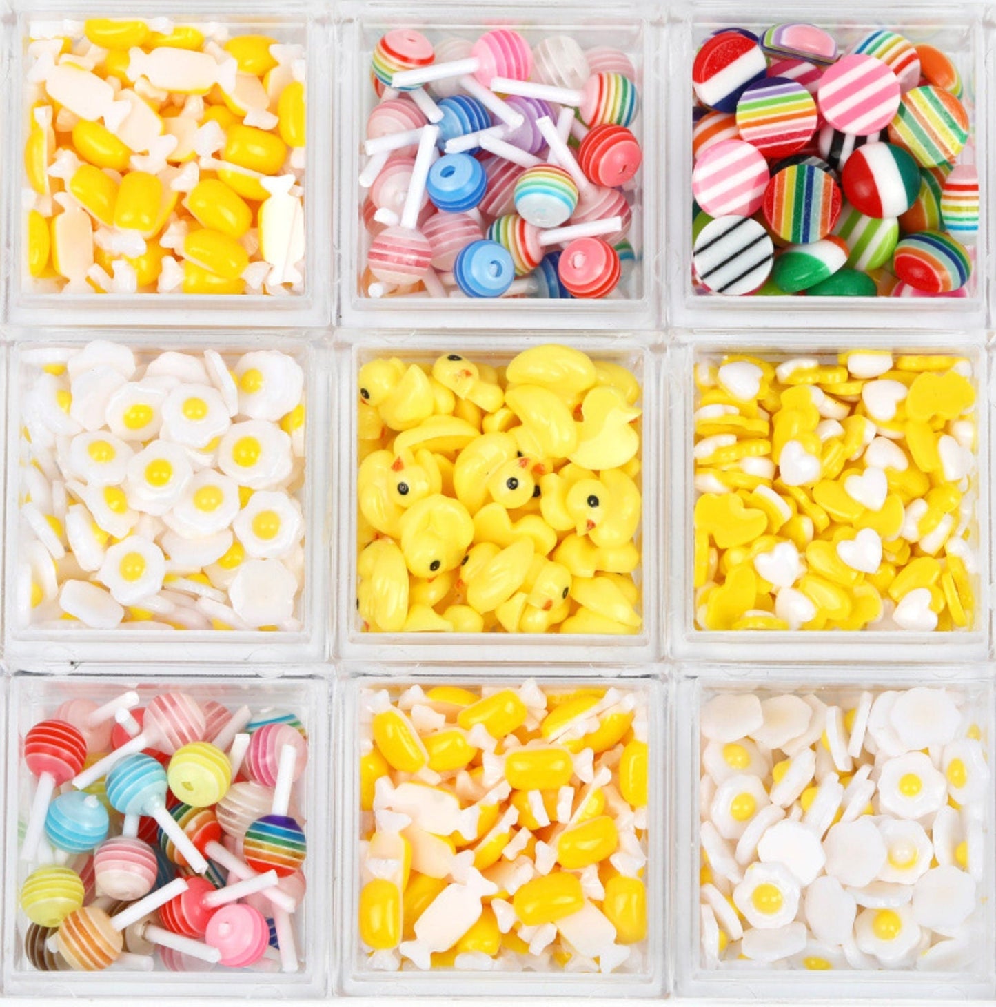 Tiny Resin Charms (Egg, Duck, Candy, Lollipop) Nail Art Charms, Mini Cabochon