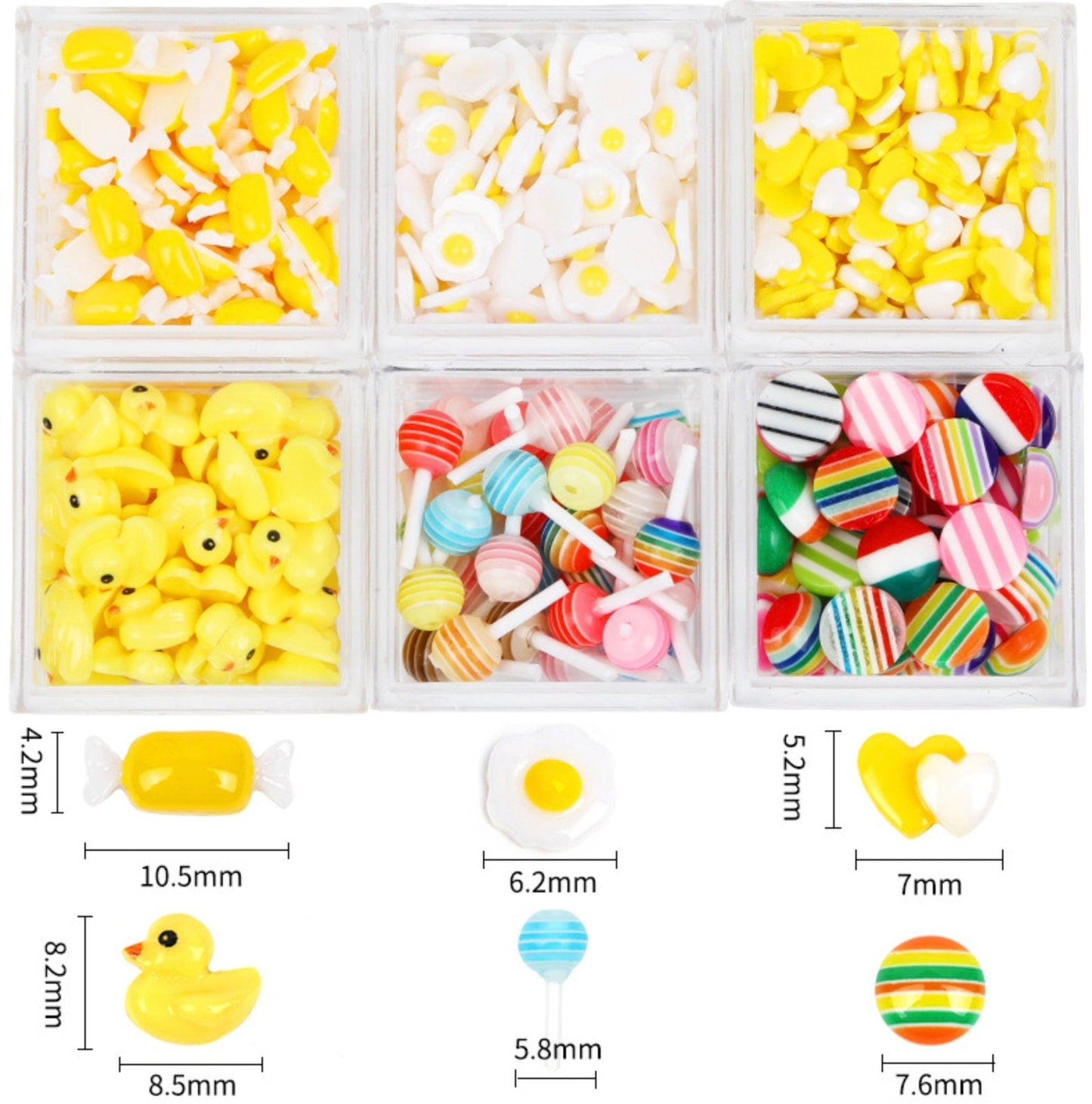 Tiny Resin Charms (Egg, Duck, Candy, Lollipop) Nail Art Charms, Mini Cabochon
