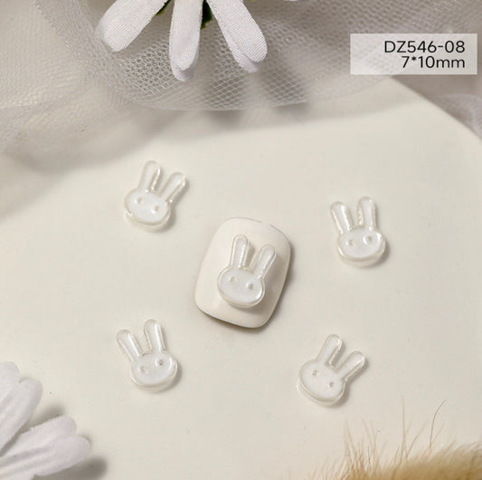 White Bunny, Rabbit,  Animal Themed 3D Nail Art Charms, Mini Cabochon