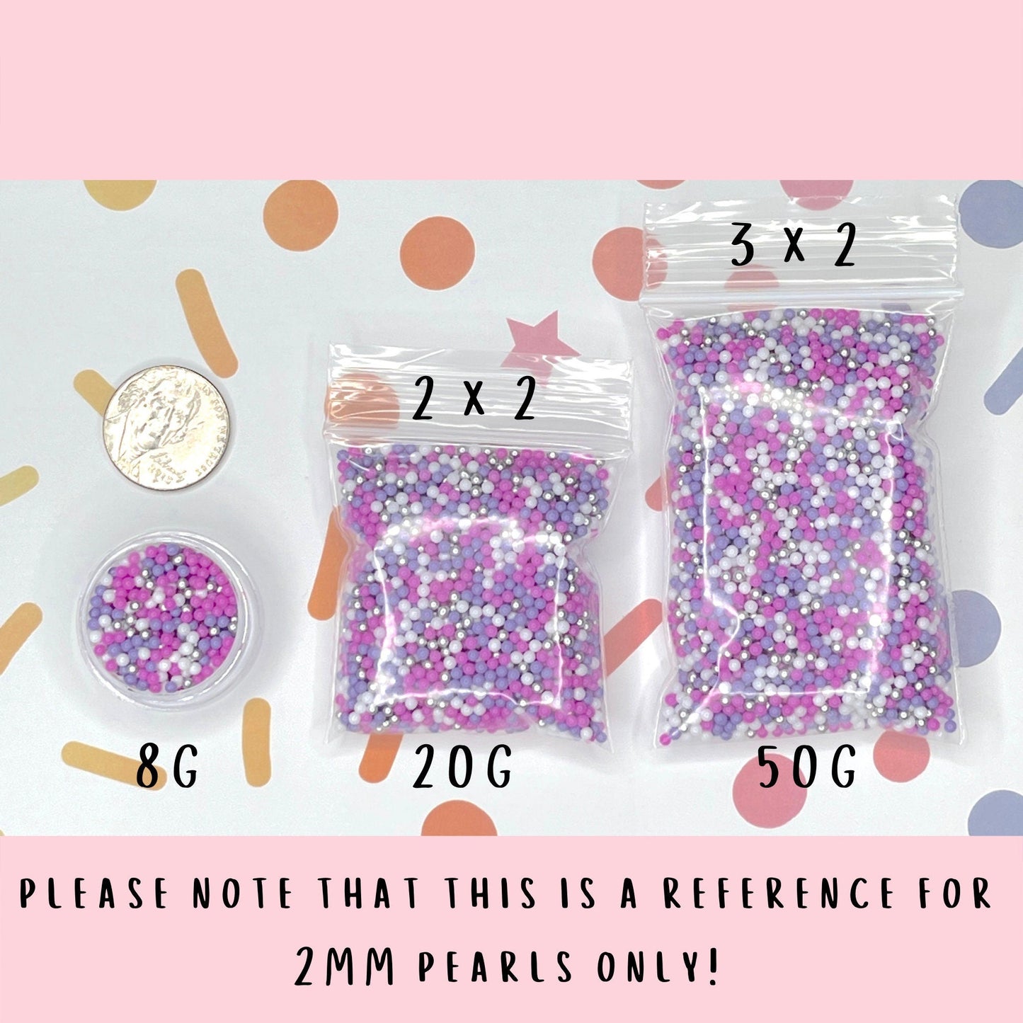 FAKE 2MM Rainbow Pearl Mix (NOT EDIBLE) D5-33