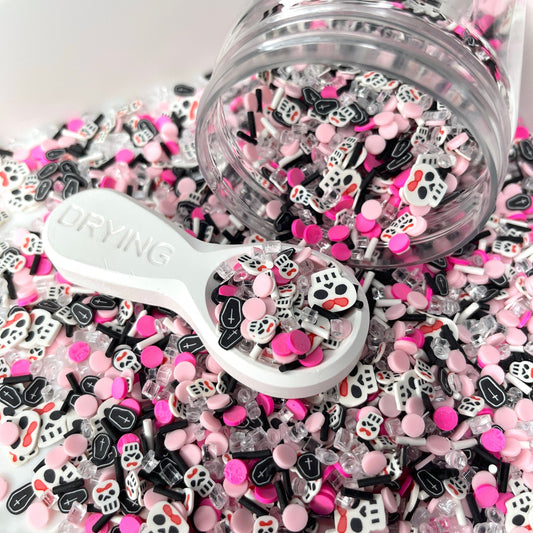 FAKE Pink Death Skull, Halloween Polymer Clay Sprinkle Mix (NOT EDIBLE) D44-10