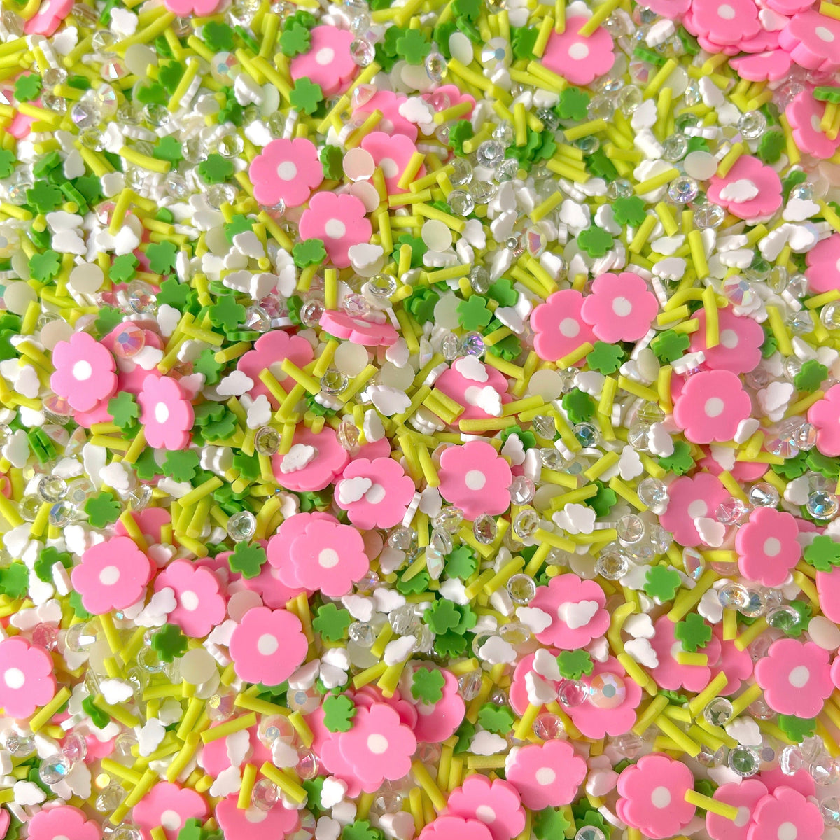 Pink Flower Field, Floral Polymer Clay Sprinkle Mix (NOT EDIBLE) D44-21