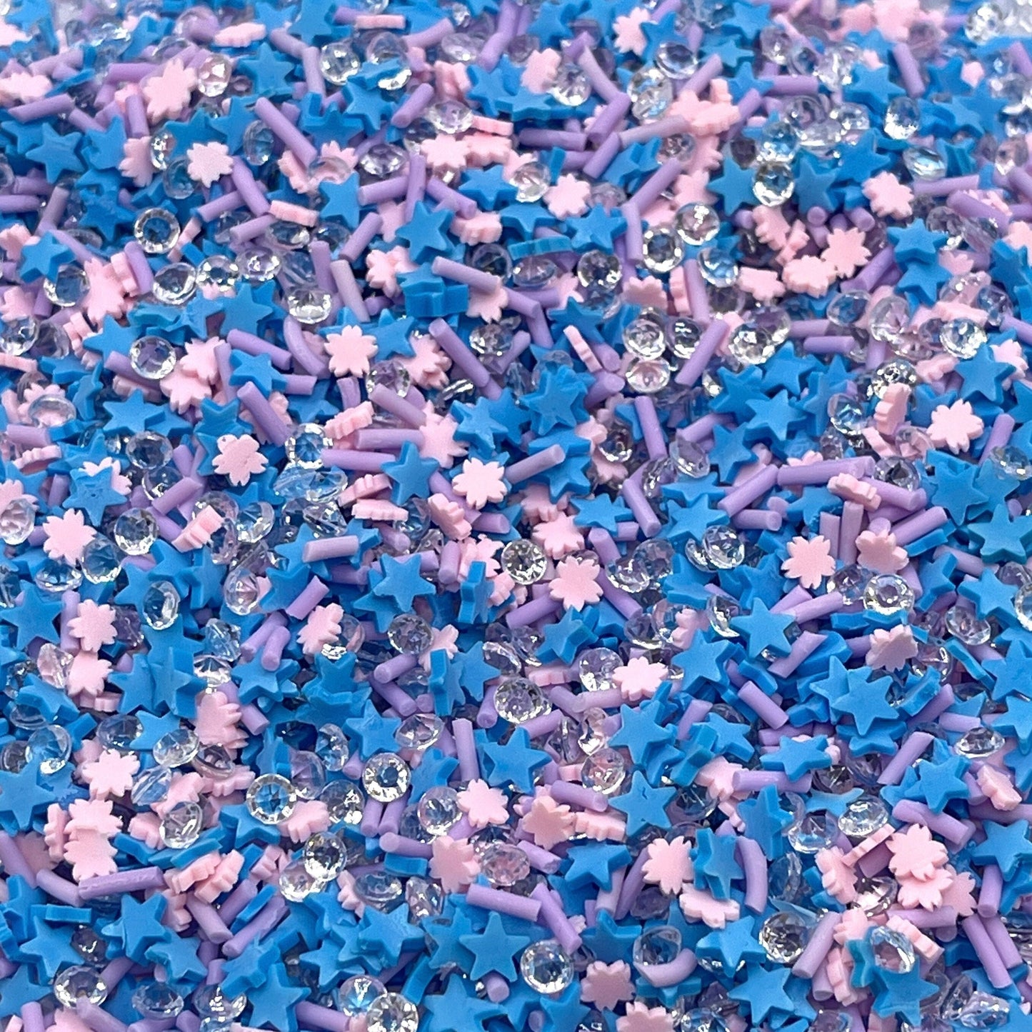 FAKE Pink Sakura Blue Star Rhinestone Polymer Clay Sprinkle (NOT EDIBLE) D6-24