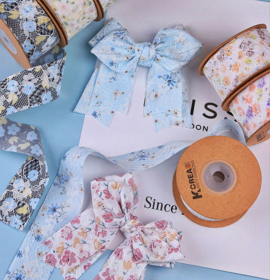 1 inch/1.5 inch Cute Flowery Lace, Floral Themed Ribbons (10YD)