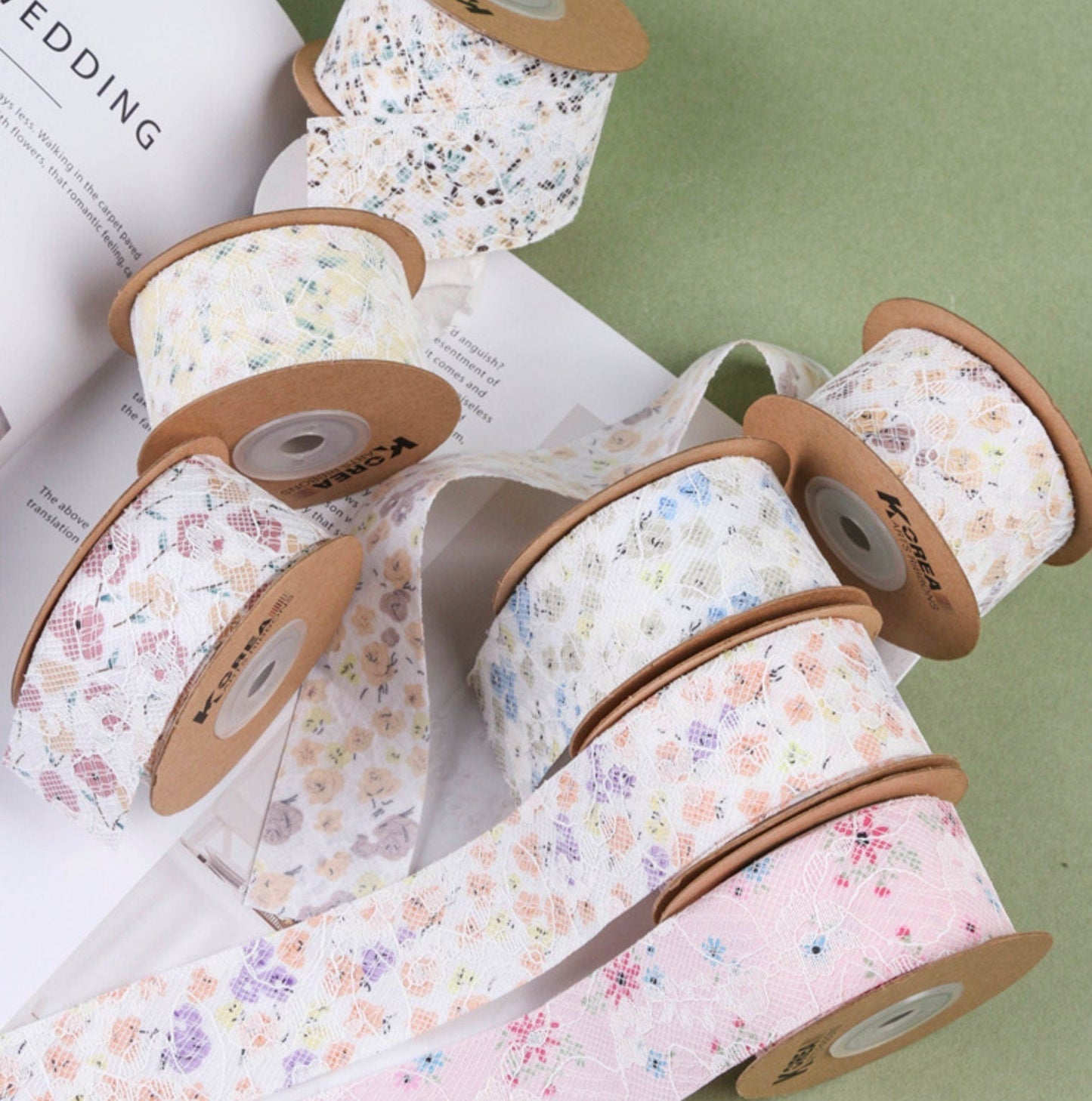 1 inch/1.5 inch Cute Flowery Lace, Floral Themed Ribbons (10YD)