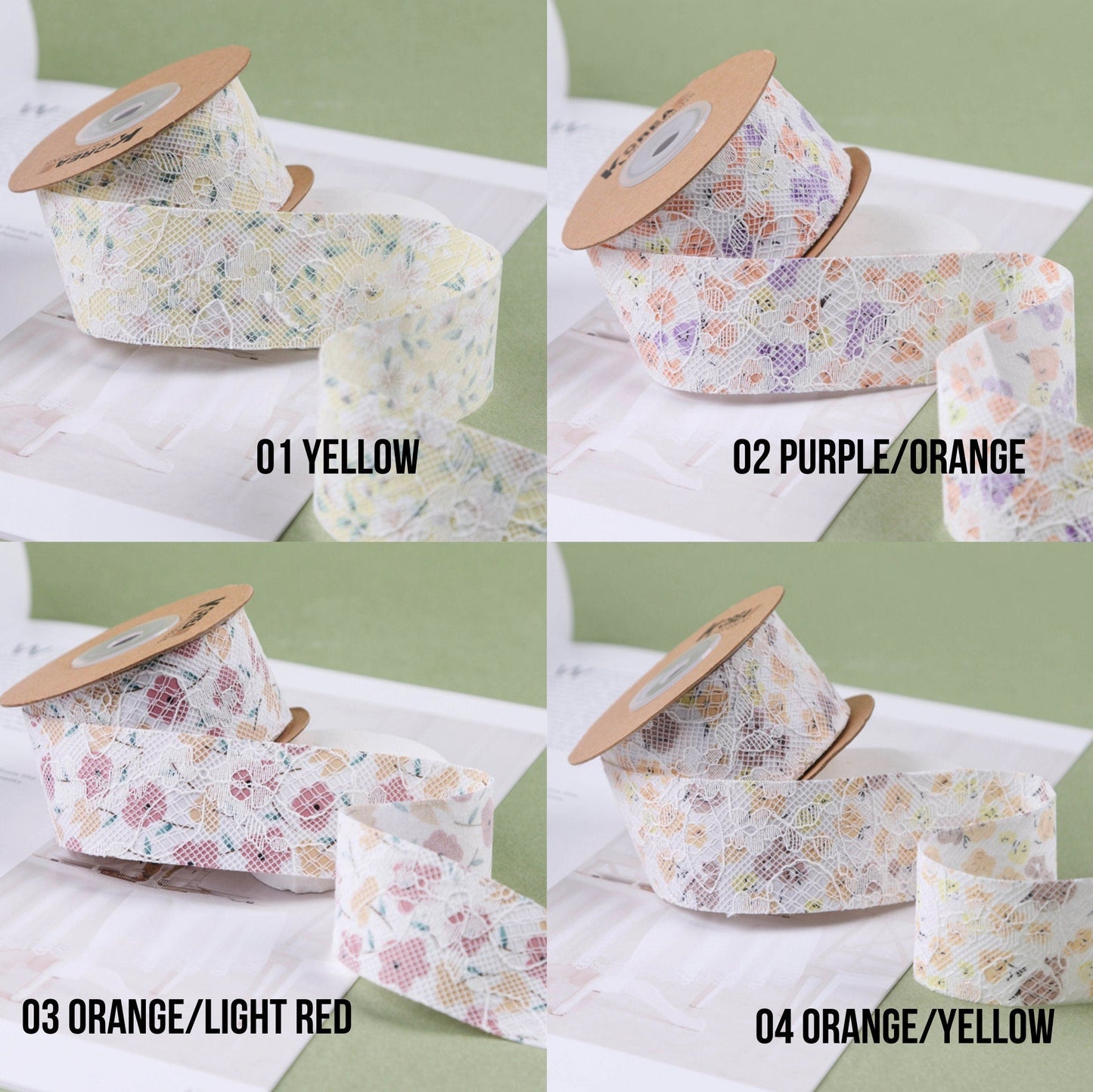 1 inch/1.5 inch Cute Flowery Lace, Floral Themed Ribbons (10YD)