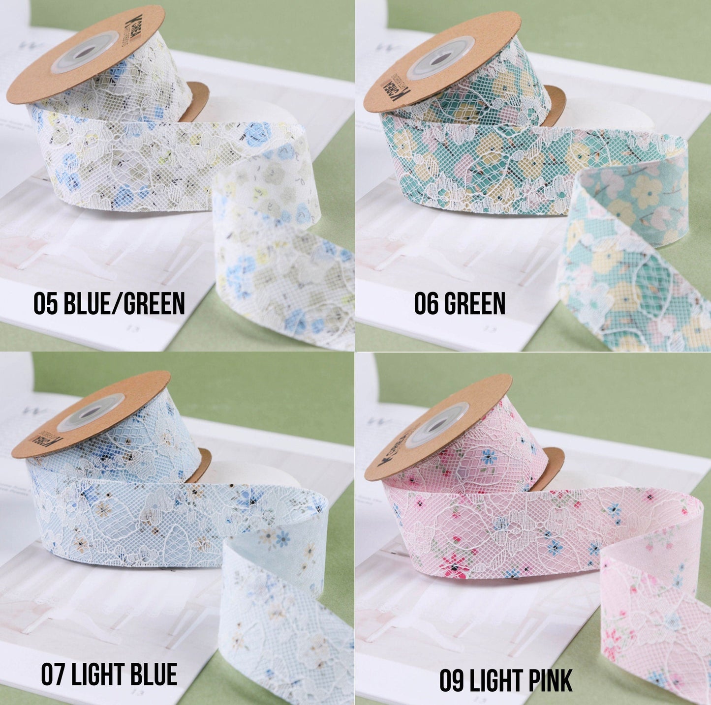 1 inch/1.5 inch Cute Flowery Lace, Floral Themed Ribbons (10YD)