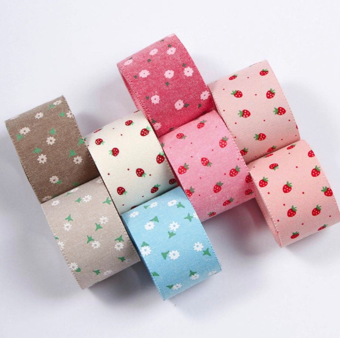 1 inch/1.5 inchCute Strawberry Flower Field Themed Ribbons (10YD)