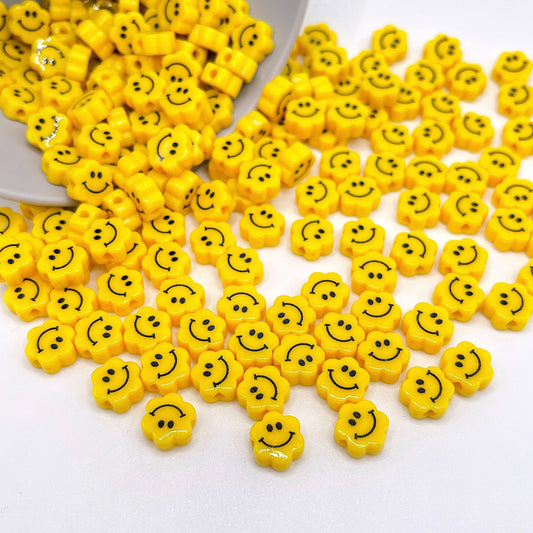 10MM Yellow Cloud Smiley Face Acrylic Beads