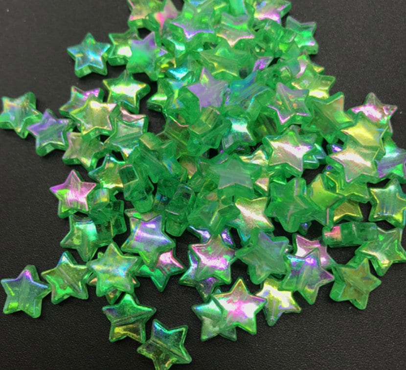 10MM AB Dark Green Transparent Acrylic Star Spacer Beads