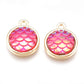 11MM Resin Mermaid Fish Scale Flat Round Gold Charm